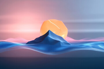 Poster - a sphere floating in the ocean with waves