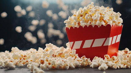 A soft, diffused lighting environment where the clapperâ€™s white lettering glows faintly, and the