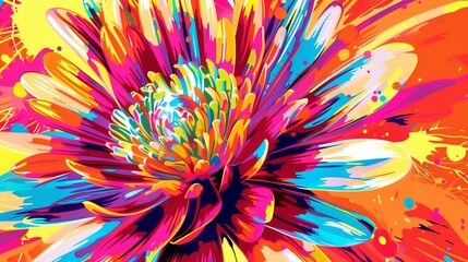 Poster - A colorful, illustrated flower with a yellow background.