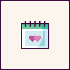 Poster - Charming calendar icon featuring dual hearts for romantic date reminders