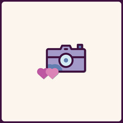 Poster - Charming Camera Capturing Love: A Whimsical Icon for Photography Enthusiasts