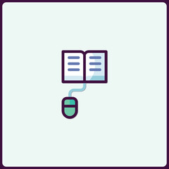 Poster - E-learning concept icon with book connected to mouse illustration