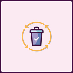Poster - Modern flat icon of a trash can with recycling arrows concept design