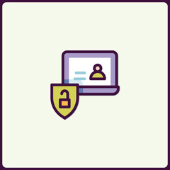Poster - Laptop Identity Access Management Icon: Shielded Account for Protected Data