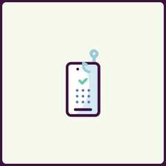Poster - Phishing symbol for communication tools, phone screen security threats icon