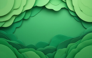 Wall Mural - close up, green abstract paper carved background. paper art style of nature concept design. abstract