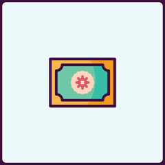 Poster - Modern flat icon design of a decorative badge with a floral element