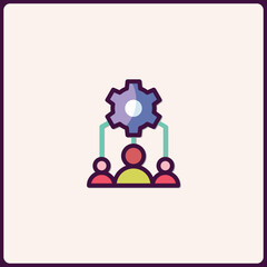 Fototapete - Teamwork automation illustration with people and cogwheel symbolizing process