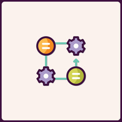 Poster - Interconnected process visualization icon for engineering and technology