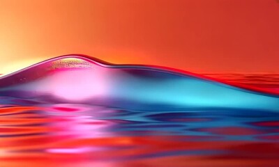 Poster - Colorful Waves Create a Mesmerizing Visual Effect Against a Serene Sunset Backdrop