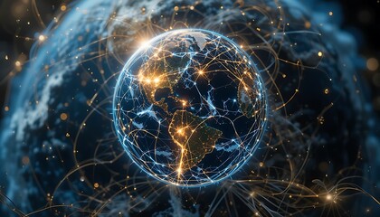 Poster - Global Connections Concept Earth Globe Network Communication Technology Future World