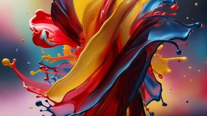 Poster - Vibrant Colors Blend in an Artistic Showcase of Paint Splashes and Fluid Dynamics in a Modern Business Environment