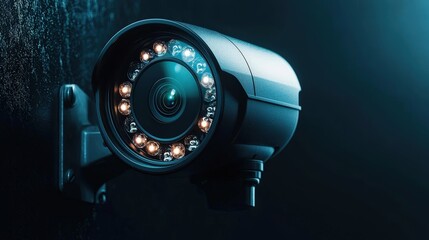 Poster - Surveillance security camera installed for monitoring and protection in residential or commercial areas
