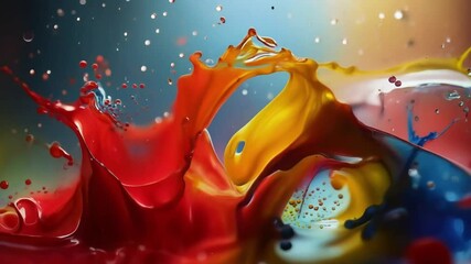 Poster - Bright Splashes of Paint Create Stunning Patterns in a Colorful Backdrop During an Artistic Display