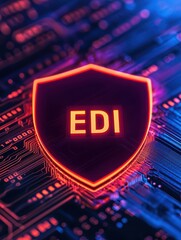 Poster - Electronic Data Interchange concepts. A glowing shield displays the acronym 