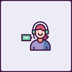 Poster - Flat Design Style Icon Illustrating Virtual Assistant Communication