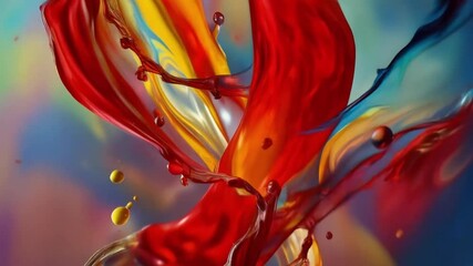 Poster - Vibrant Liquid Splashes and Colorful Interactions Create Stunning Visual Patterns in an Artistic Backdrop