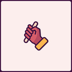 Poster - Illustrative icon depicting a hand holding an object with modern style