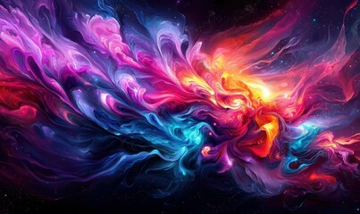 Poster - Colorful, swirling nebula against a dark backdrop evokes a sense of cosmic energy.