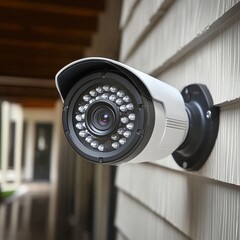 Poster - Security camera installed on residential house for surveillance and home security monitoring purposes