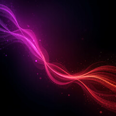 Wall Mural - close up, abstract grainy gradient background purple pink orange black glowing color wave dark backd