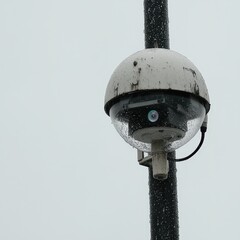 Poster - Security camera affixed to a tall pole providing surveillance and monitoring for public safety