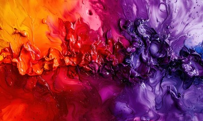 Poster - An eye-level close-up captures the rich texture and vibrant colors of mixed oil paints.