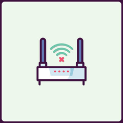  - Disconnected Wi-Fi router icon with an exclamation mark displays network problem