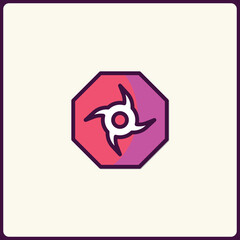 Poster - Abstract geometric icon featuring dynamic swirls and bold color contrasts