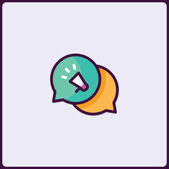 Poster - Communication Bubble Icon with Megaphone, Symbolic Digital Marketing Message