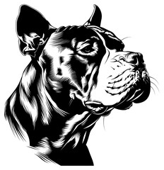 Poster - PNG Pitbull tattoo flat illustration illustrated stencil bulldog.