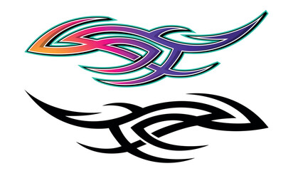 Wall Mural - speed flame sports car decal vinyl sticker. racing car tribal fire flames vector art graphic. side v