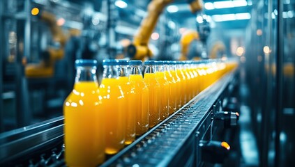 Poster - Automated Bottling Line: High-Speed Juice Production and Packaging in Modern Factory