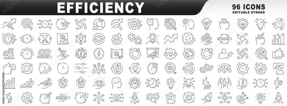 Big set of efficiency related line icons. Editable stroke Stock Vector ...