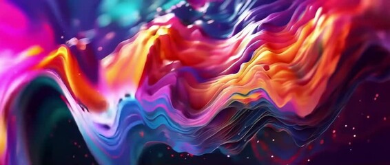 Poster - Dynamic Abstract Wave Patterns in Vibrant Colors Showcasing Fluid Motion and Artistic Expression in a Business-Themed Setting
