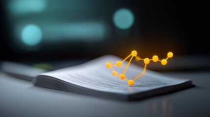 Poster - Open book with digital data visualization, glowing infographic, educational concept, learning statistics and analysis