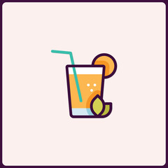 Poster - Vibrant Citrus Juice Icon with Tropical Twist, Freshness and Simplicity