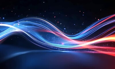 Fototapete - Explore the Mesmerizing Abstract Wallpaper Animation Featuring Vibrant Flowing Colors and Ethereal Light Effects for a Professional Business Backdrop