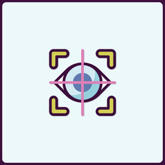 Poster - Eye with targeting symbol, simple and clean geometric design illustration