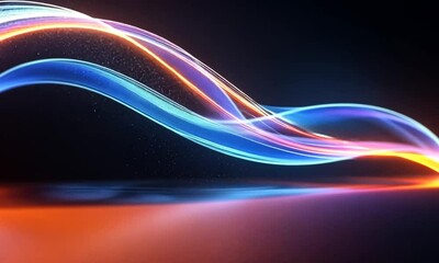 Fototapete - Explore Vibrant Light Waves Creating an Energetic Backdrop for Business Presentations and Creative Endeavors During Late Evening Hours