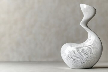 Fototapete - An elegant white sculptural vase with a dotted pattern on a textured backdrop, modern design and minimalist style, art for interior design, artistic vase.