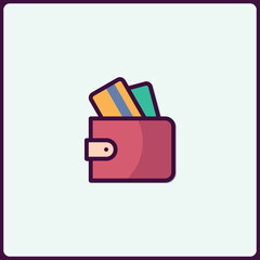 Poster - Colorful wallet icon featuring credit cards with outline stroke style design