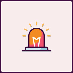 Poster - Emergency Beacon Icon with an Orange Glow, A Modern Alert Symbol