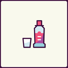 Poster - Colorful syrup bottle with a glass vector design icon concept design