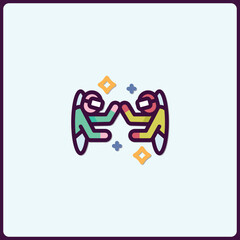 Poster - Protected collaboration concept icon in bright colors with modern design