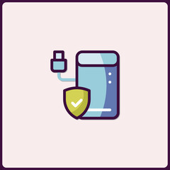 Poster - Abstract depiction of secured server with shield indicating protection