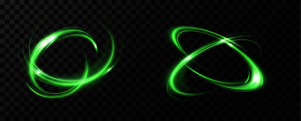Poster - Green neon ring. Glowing circle. Glow effect. Round light frame. abstract light lines of movement and speed. Abstract light lines of movement and speed. light green ellipse.