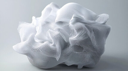 Poster - Abstract 3D Render of a White Organic Form with Intricate Gridlike Structure