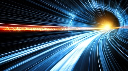 Poster - Dramatic tunnel view with light streaks and motion blur creating a sense of speed