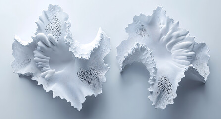 Poster - Abstract White Sculptures Organic Forms 3D Render Digital Art Modern Minimalist Design